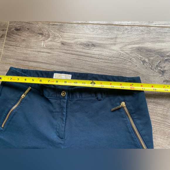 Michael Kors navy blue trousers pants with gold details 97% cotton - Picture 10 of 12